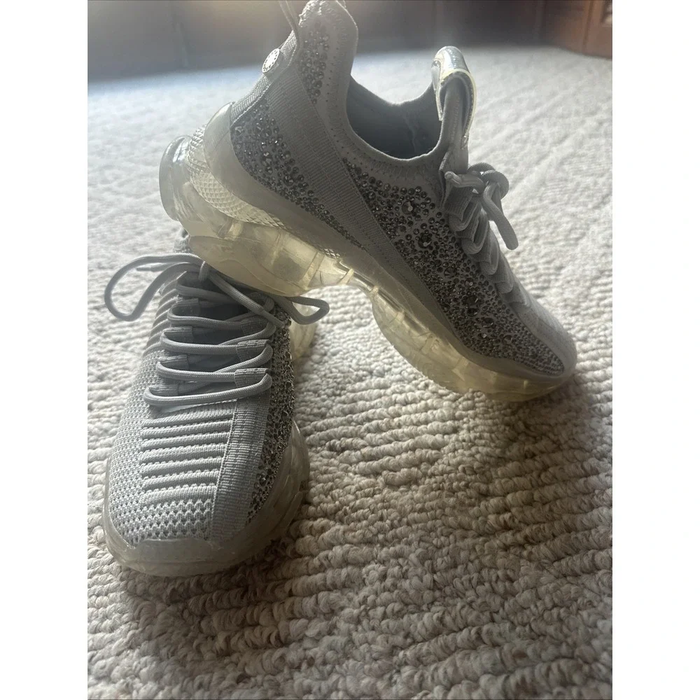 Steve Madden‎ Womens Maxima Gray Bling Multi Fashion Rhinestone Sneaker Size 7